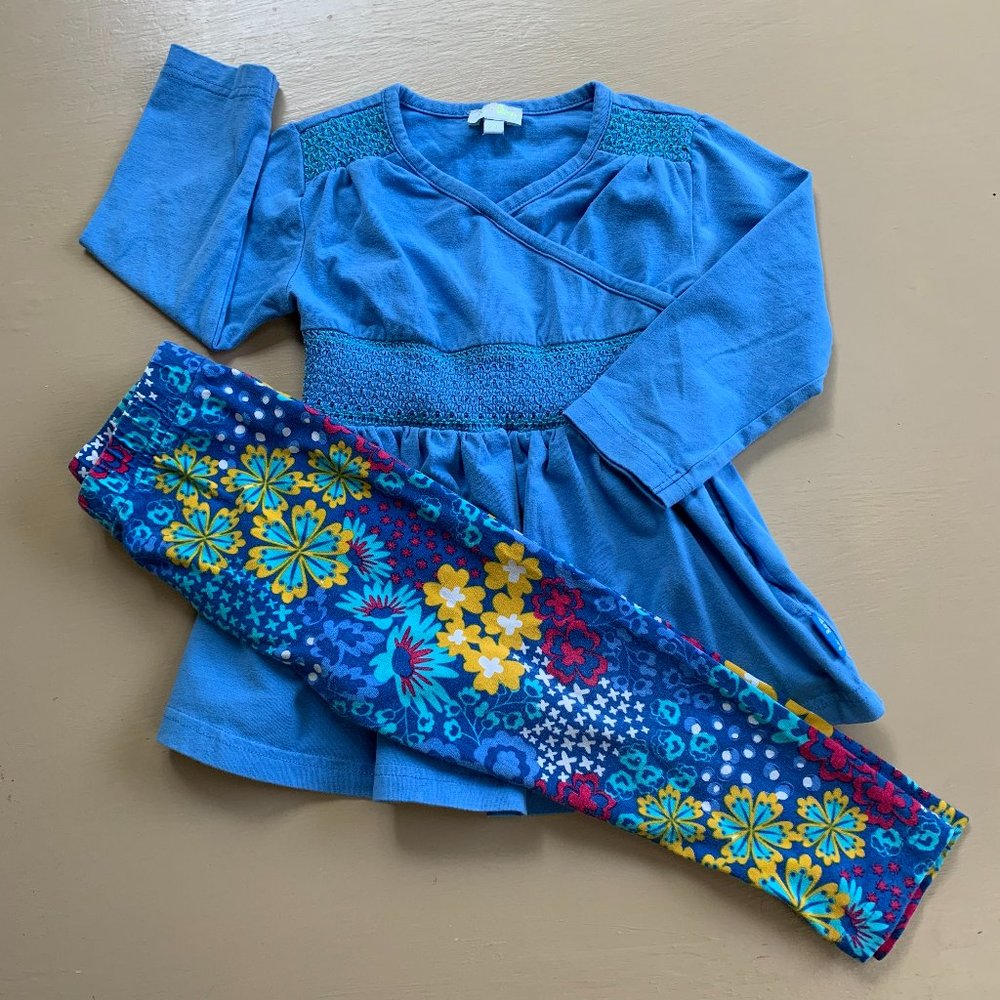 Le Top Blue Smocked Outfit 2T